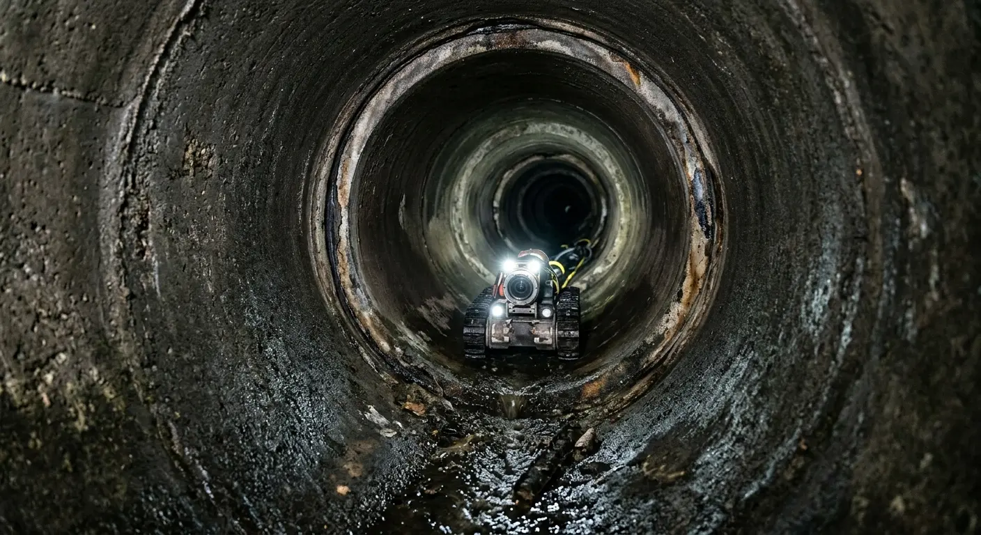 Robotic sewer camera inspecting pipe interior for Sewer Line Repair in Cheektowaga